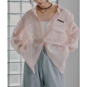 uvカット ブラウス シャツ 刺繍 ストライプ シアー シャツ レディース