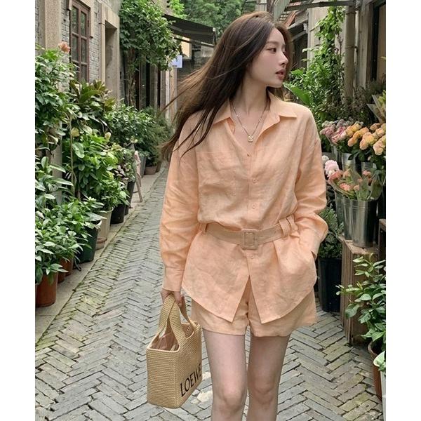 セットアップ シアーサファリ　シャツ＆パンツセットアップ レディース