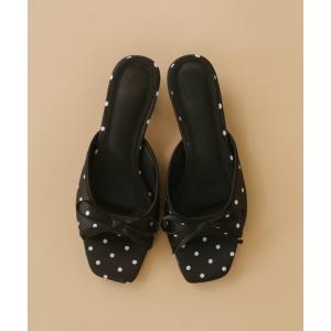 サンダル サテンドットリボンミュール レディース