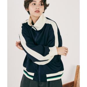 「MERLOT」 ジャージブルゾン FREE ネイビー レディース