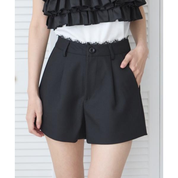 パンツ レース切り替えハイウエストショートパンツ レディース