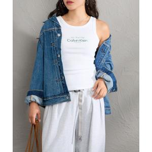 tシャツ 「Calvin Klein/カルバンクライン」 ロゴ刺繍 リブタンクトップ レディース