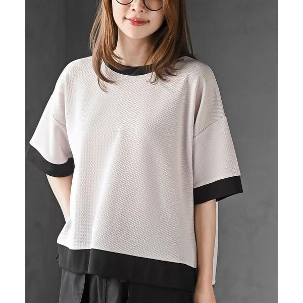 ふくれジャガードカラー配色プルオーバー レディース