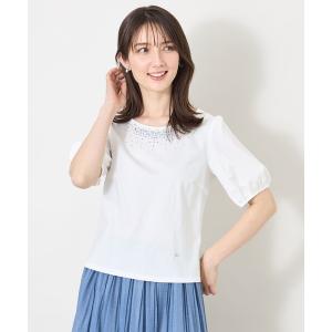 tシャツ ビジュー＆ホットフィックス カットソー レディース
