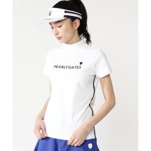 24年 パーリーゲイツ PEARLYGATES 半袖モックネック ベアカノコ 0 PG is PG】 ベアカノコ半袖ハイネックカットソー ＜ボーダー柄