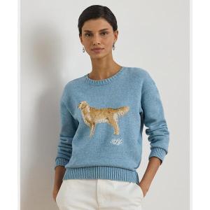 ニット セーター インターシャニット ゴールデン レトリバー セーター レディース