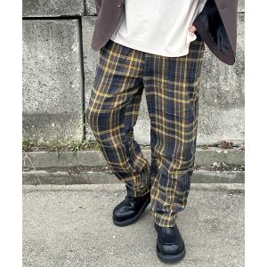 パンツ 春服 チェックパンツ フルレングス レトロチェックイージーパンツ メンズ