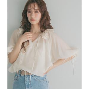 ブラウス シャツ 夏 フリルカラーブラウス 678724 レディース