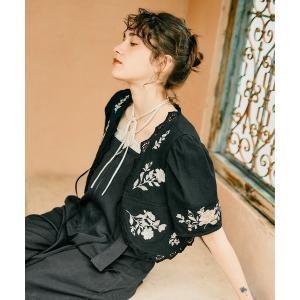 ブラウス シャツ 花刺繍ボレロシャツ 759304 レディース