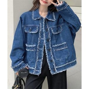 デニムジャケット gジャン フリンジデザインデニムジャケット レディース