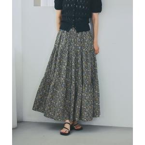 ロング スカート 夏 「ウエストゴムで履き心地楽ちん」サラサ柄ティアードスカート 678873
