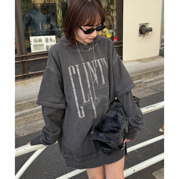 パーカー 「mline」ペーパー レイヤーワンピース レディース