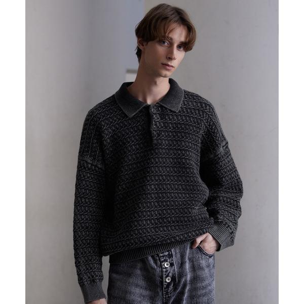 「CLEL」 長袖ニット L チャコールグレー メンズ