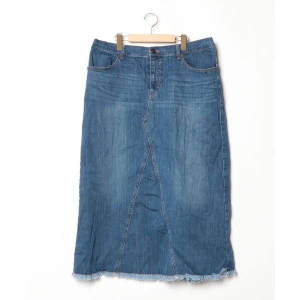 「CHIC STYLE」 デニムスカート 5L ブルー レディース