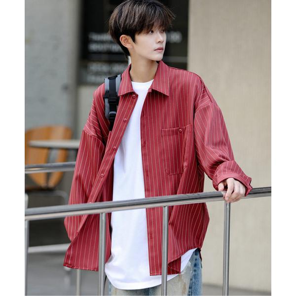 「neos」 長袖シャツ MEDIUM ワインレッド メンズ
