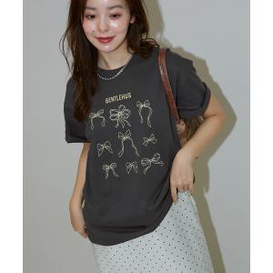 tシャツ PUBLUX/パブリュクス リボン 刺繍 Tシャツ　限定展開 レディース