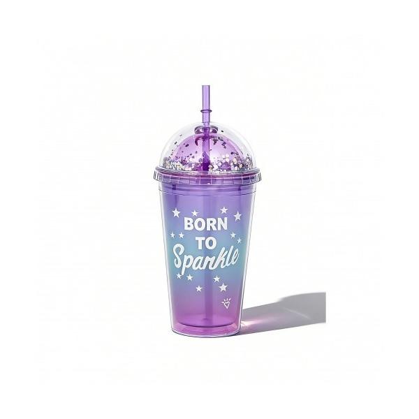 おもちゃ ストロー付きタンブラー（星柄パープル）