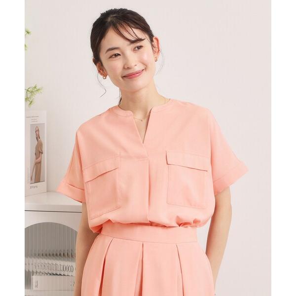 ブラウス シャツ 「UVケア／洗濯機OK／接触冷感／吸水速乾」麻調合繊ポケ付きブラウス レディース
