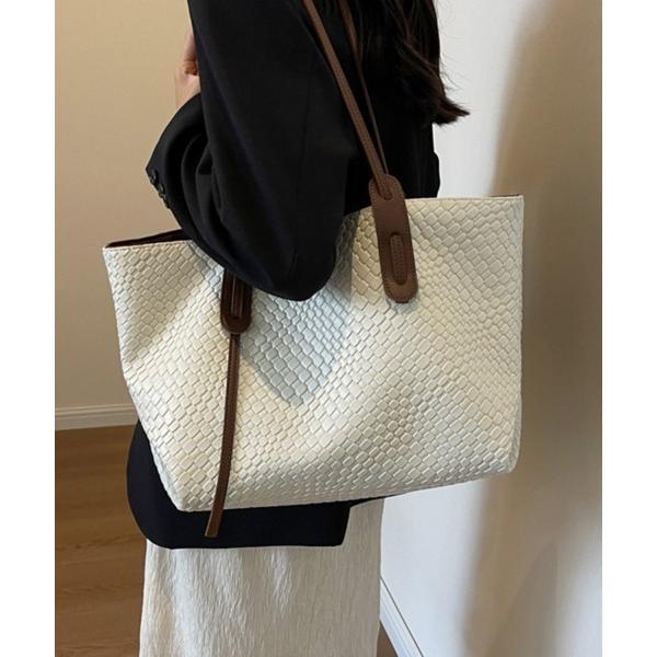 トートバッグ 編み込みトートバッグ レディース