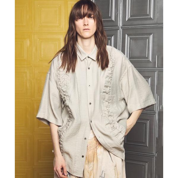 シャツ 半袖 「UNISEX」Gathered Ruffle Switching Prime-Ove...