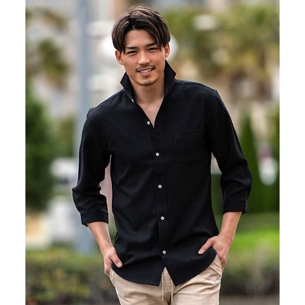 シャツ 「CavariA/キャバリア」「接触冷感」7分袖シャツ サマーパナマ ホリゾンタルカラーシャ...