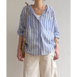 ブラウス シャツ ラティスボイルフードシャツ レディース