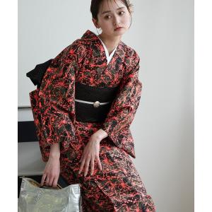 utatane 着物 着物 単衣 ニコアンティーク グレートウェーブ ブラック