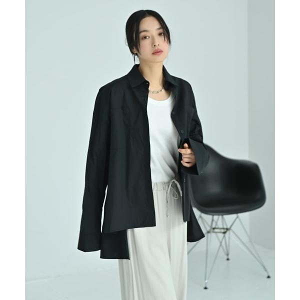 ブラウス シャツ 「BLK001」前後差ヘムラインビッグシャツ レディース