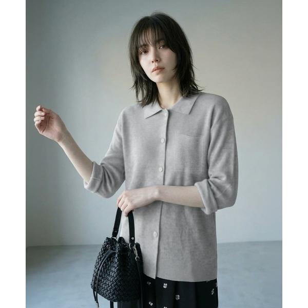 ブラウス シャツ 「BLK001」リサイクルポリシャツライトニット レディース