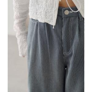 ワイドパンツ ジーンズ デニム デニムパンツ 「最薄デニム/無地＆ストライプ/2サイズ展開/低身長サイズ」ヒッコリーカーブパンツ レディース｜ZOZOTOWN Yahoo!店