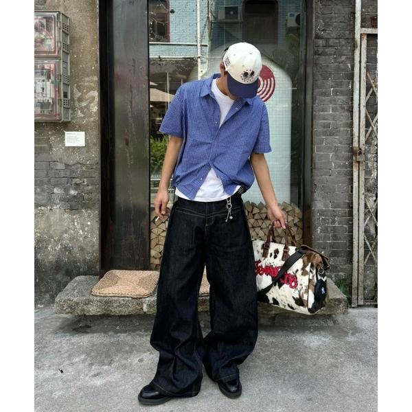 シャツ 裾ドローコードチェックシャツ メンズ レディース