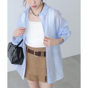 ブラウス シャツ シアーダブルストライプシャツ レディース