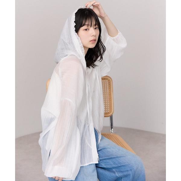 ブラウス シャツ フリルフード付きオーバーシャツ レディース