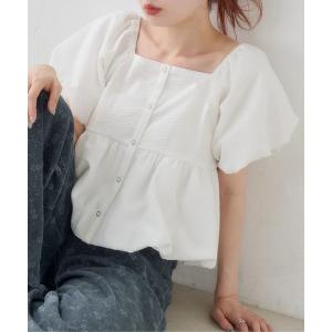 ブラウス シャツ 半袖 「一部店舗限定/前後2WAY」バルーンブラウス レディース