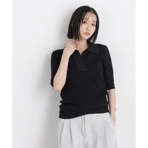 ニット セーター ソフトシアーランダムリブ衿付きニット レディース