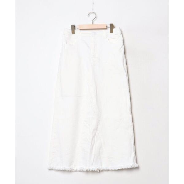 「CHIC STYLE」 デニムスカート LL ホワイト レディース