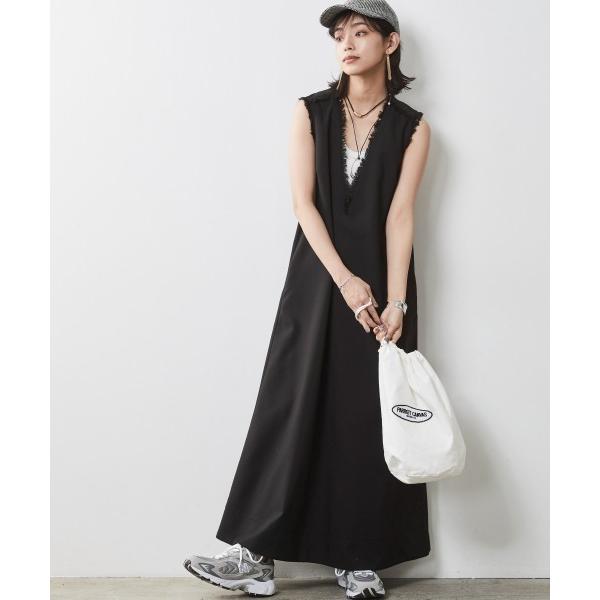 「CHIC STYLE」 ノースリーブワンピース 3L ブラック レディース
