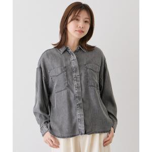 ブラウス シャツ パウダーシルクデニムブラウス レディース