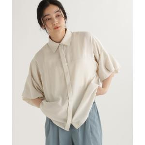 ブラウス シャツ 半袖 「daily CLIP」袖バルーンとろみブラウス レディース