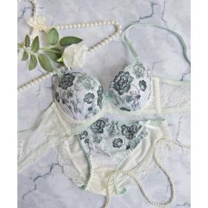 ブラジャー ショーツセット 「美谷間＆丸胸を叶える！ナチュ盛りメイクブラ♪」上下セット/A~D/脇高ライツフラワー刺繍