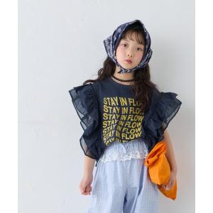 tシャツ 「KIDS」ドッキングチュールフリルメッセージロゴTEE キッズ 子供服 女の子