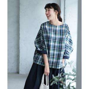 ブラウス シャツ 朝凪チェックのブラウス レディース