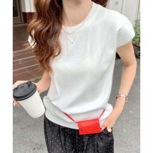 ニット セーター クルーネック半袖ニット レディース