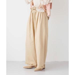 パンツ 「natural by clip」コットンリネン裾フリルパンツ レディース