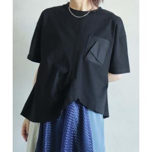 tシャツ ミックス切替5分袖プルオーバー レディース