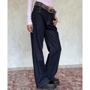 ジーンズ デニム デニムパンツ 「LAMPOON」スイッチングウエストデニムパンツ レディース