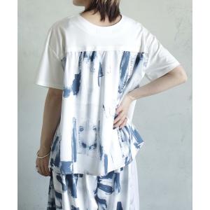 tシャツ 半袖 Vネックバックプリントプルオーバー レディース