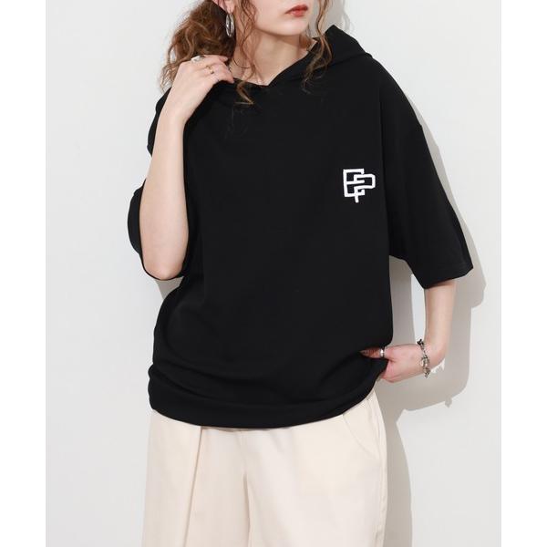 tシャツ フード付き ロゴ 刺繍 半袖 Tシャツ メンズ レディース