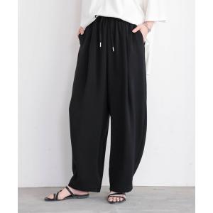 ワイドパンツ スラックス パンツ 「低身長/高身長向けサイズ有」ダブルクロスドロストカーブパンツ「サスティナブル」 レディース