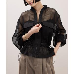ブラウス シャツ ドロストメッシュシャツ レディース